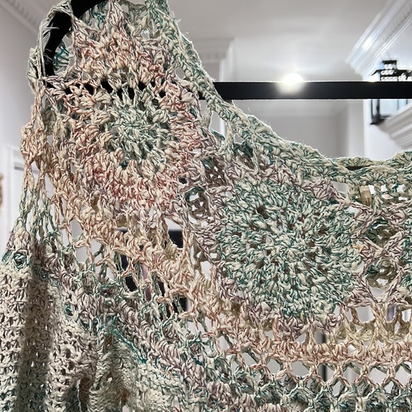 Free people Medium open knit crochet knit rainbow weave sweater - Picture 4 of 8